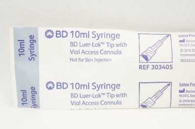 BD 303405 Luer-Lok Tip 10mL Syringe with Vial Access Cannula